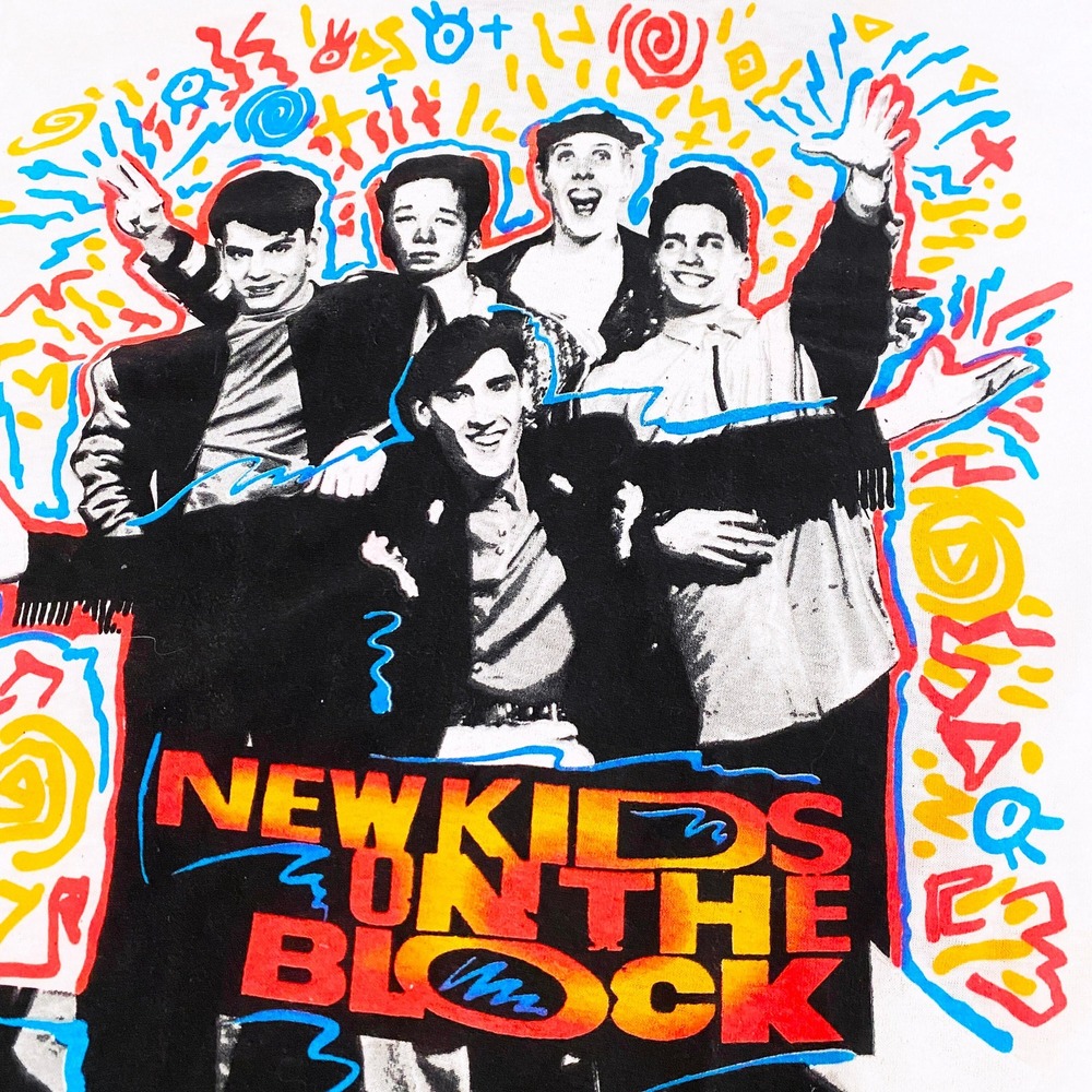Vintage 1990 New Kids On The Block T-Shirt Size Men's Medium 1990s 90s White Sin